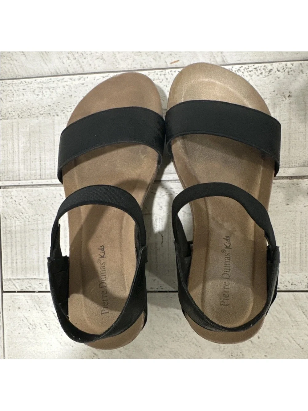 Pierre Dumas Kids Black Wedge Sandals Elastic Strap Platform Studded Size 1